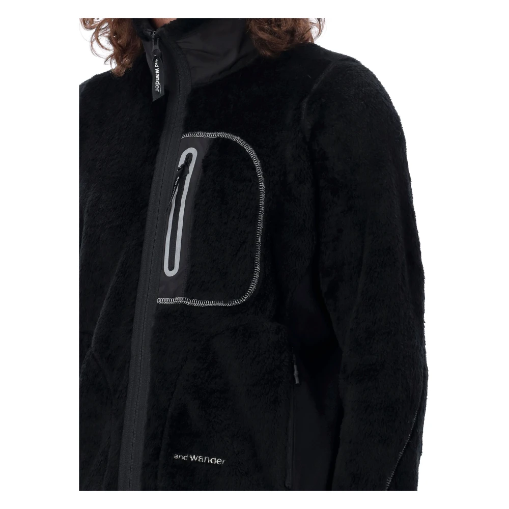 And Wander Zwarte Fleecejas Buitenkleding Aw24 Black Heren
