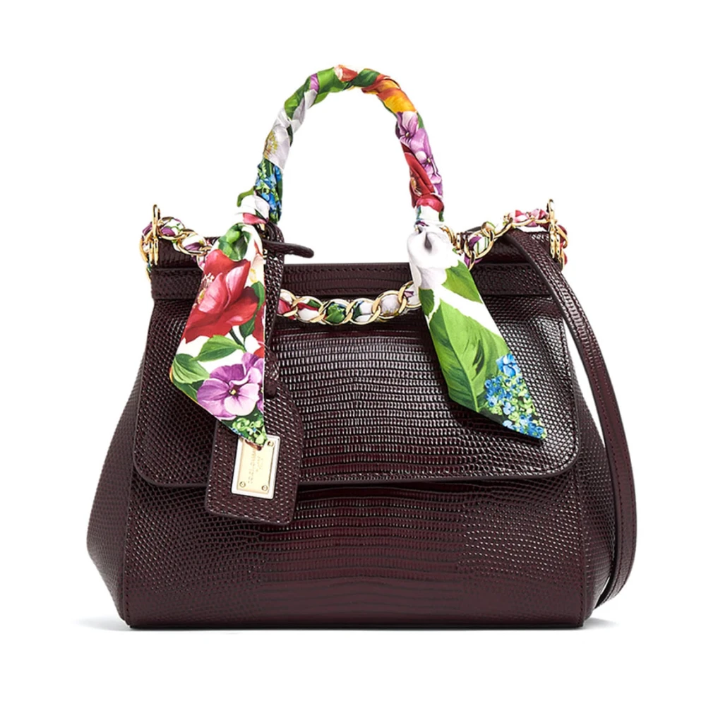 Dolce & Gabbana Sicily Dauphine Handtas met Zijden Sjaal Detail Red Dames