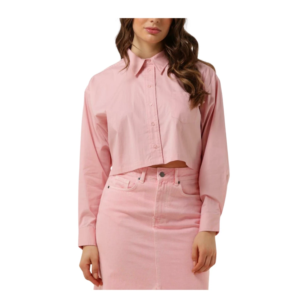 Co'Couture Roze Katoenen Cropped Blouse Pink Dames
