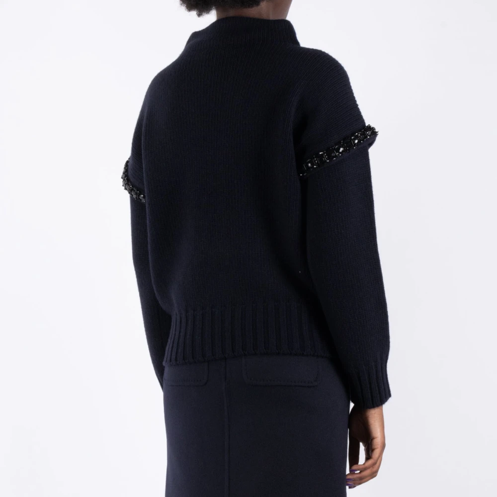 Max Mara Blauwe Ronde Hals Wollen Trui Blue Dames