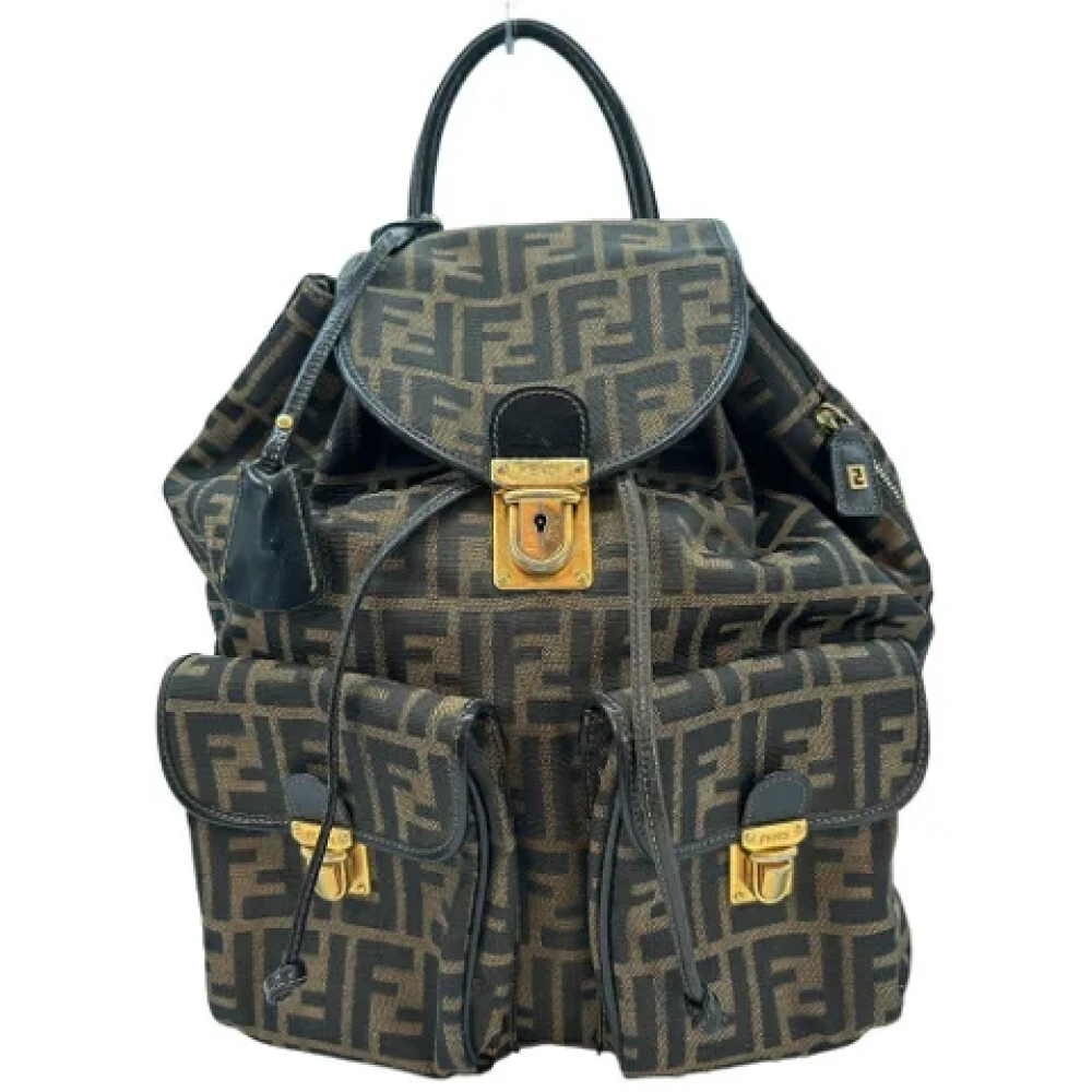 Fendi Vintage Pre-owned Canvas shoulder-bags Brown Dames
