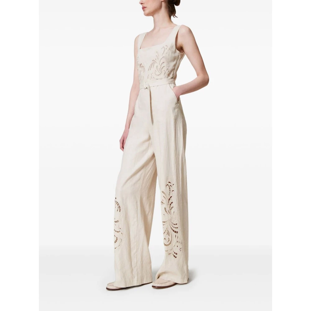 Twinset Witte Jumpsuit met Riem in de Taille White Dames