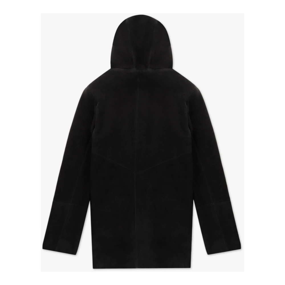 Giorgio Brato Luxe Shearling Hooded Jas in Donker Houtskool Black Heren