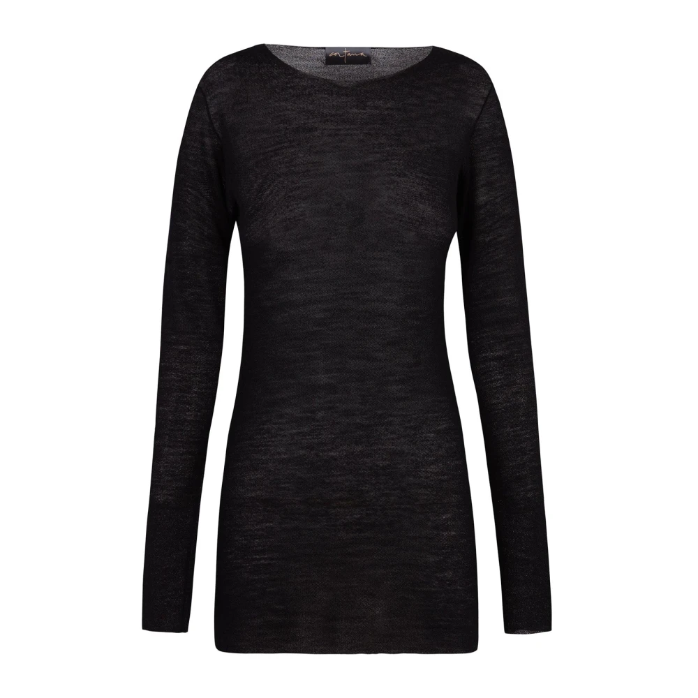 Cortana Zwarte virgin wool longsleeve top Black Dames