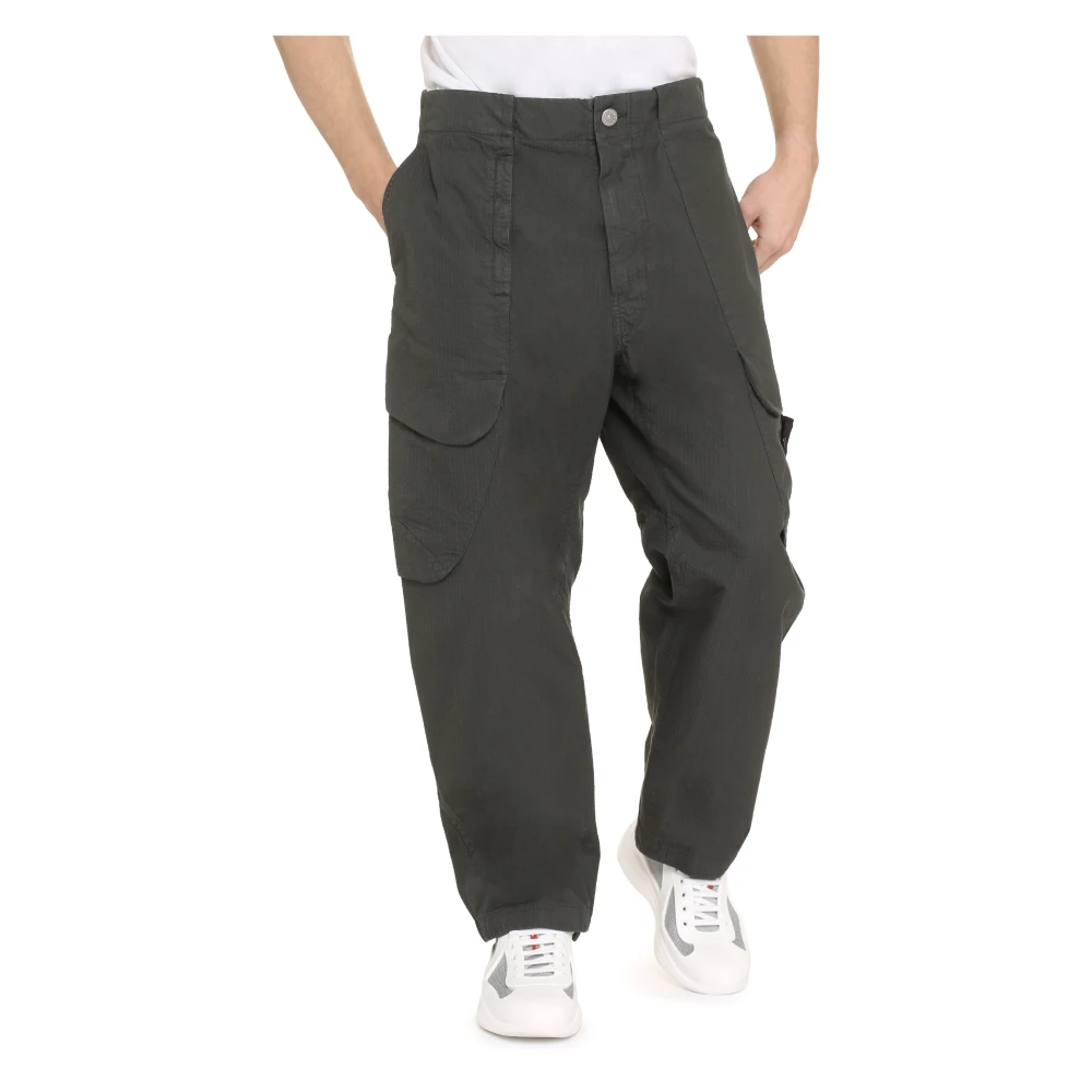 Stone Island Katoenen broek met meerdere zakken Green Heren