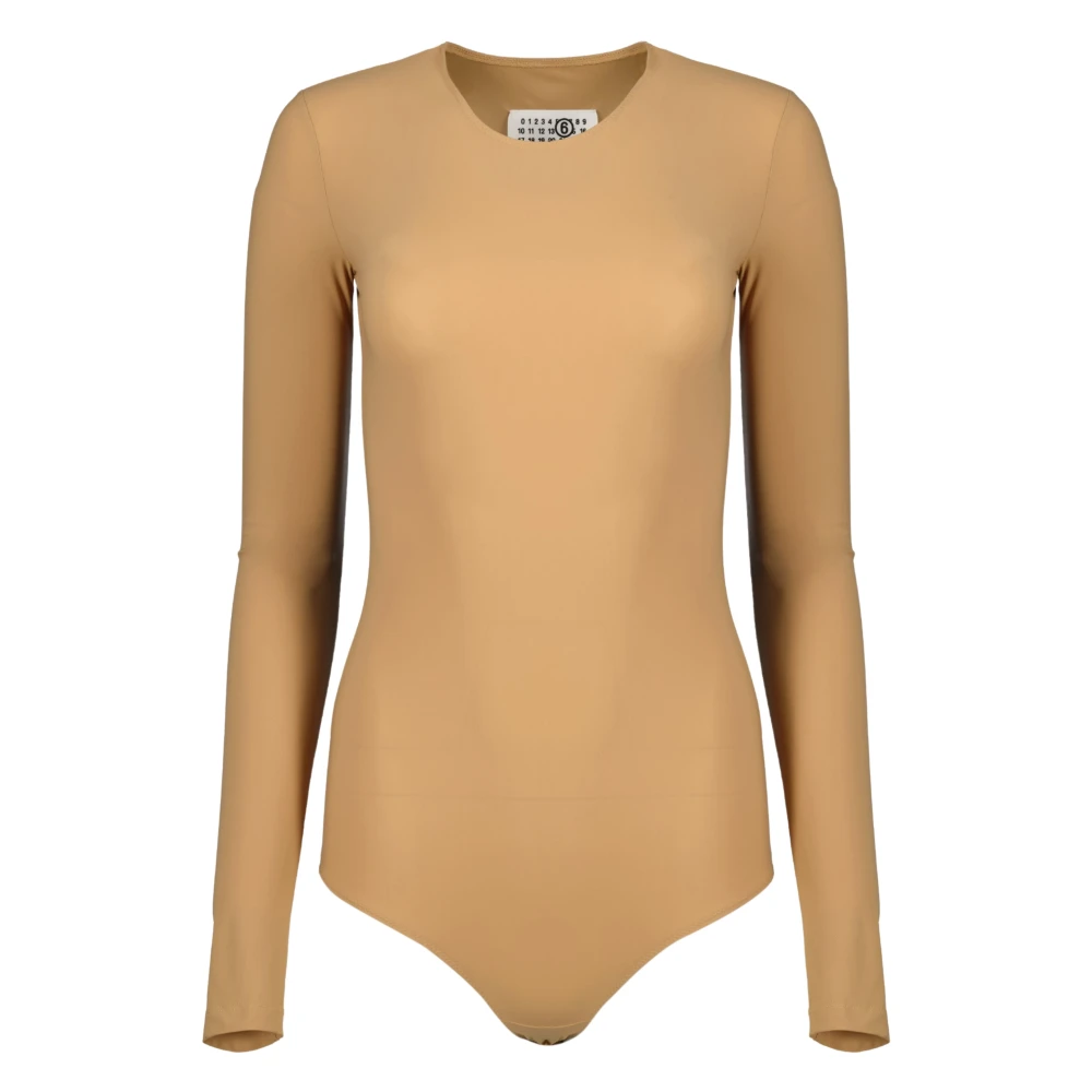 Mm6 Maison Margiela Women's Beige Full-Body, M, Lycra Jersey Bodysuit