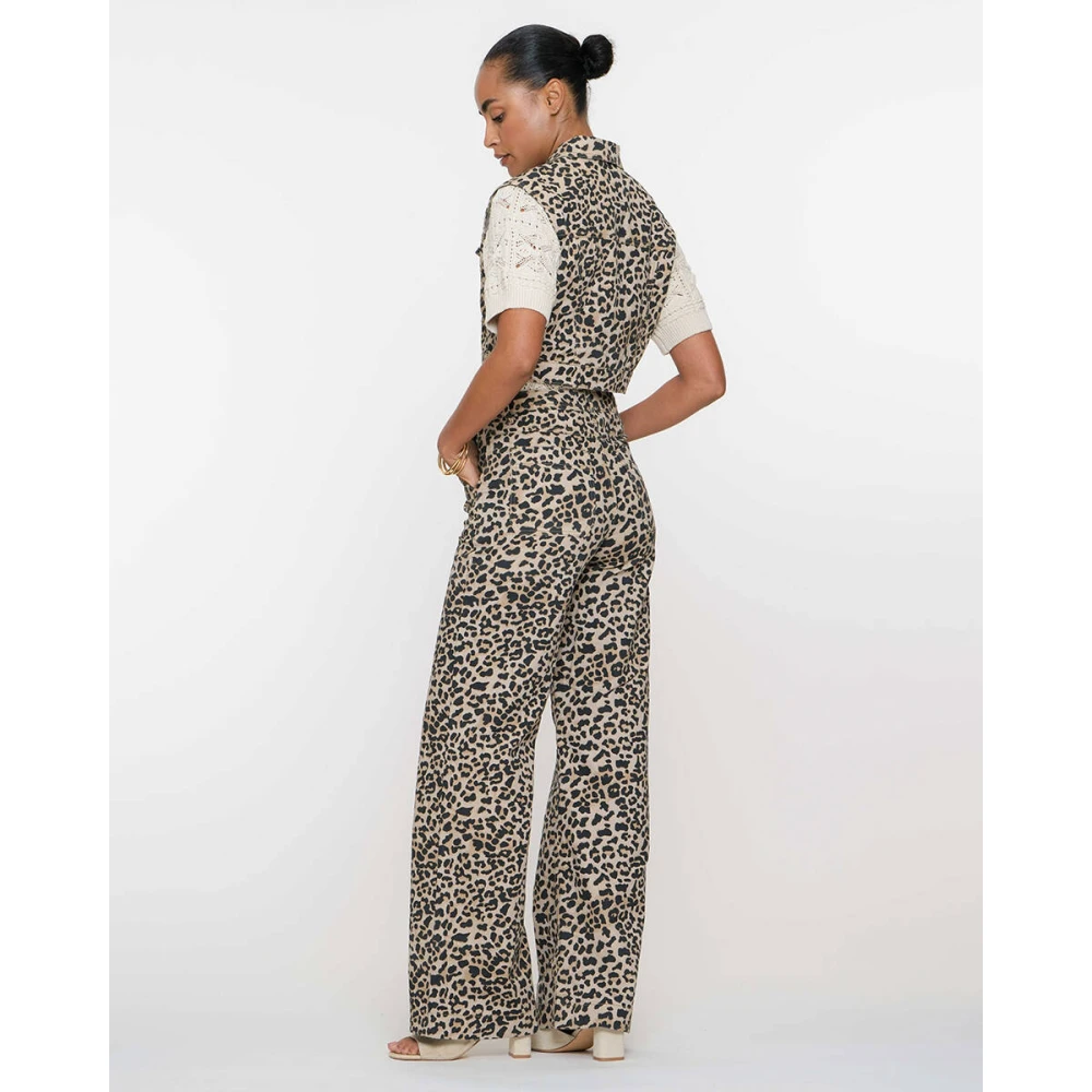 Geisha Leopard Print Denim Vest Multicolor Dames