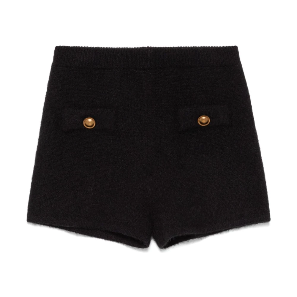 Twinset Zwarte Gebreide Hoge Taille Shorts Black Dames