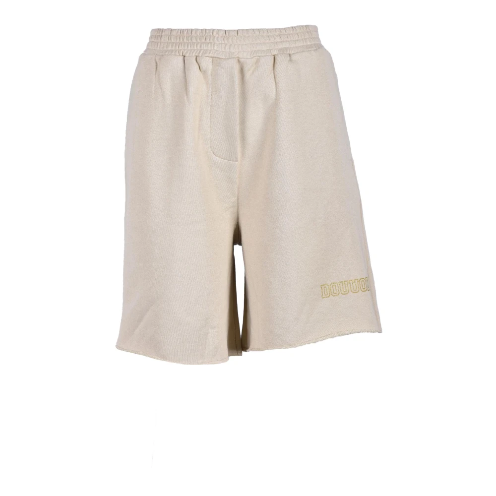 Douuod Woman Katoenen Bermuda Shorts Beige Dames