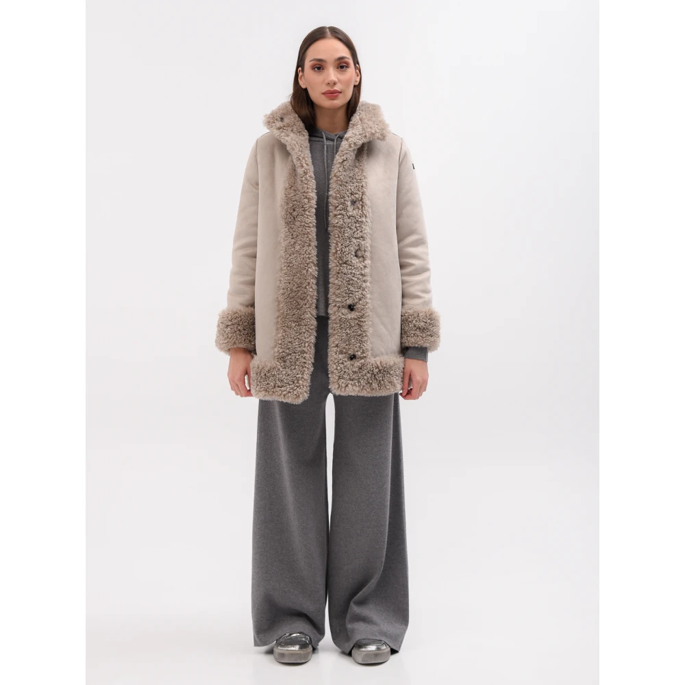 RRD Omkeerbare Faux Shearling Jas met Capuchon Gray Dames