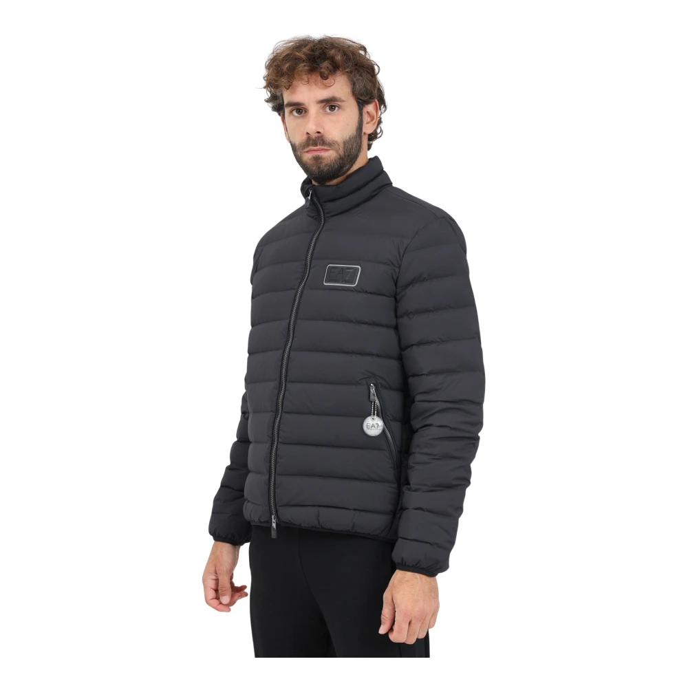Emporio Armani EA7 Zwarte Heren Pufferjas Gewatteerd Ontwerp Black Heren