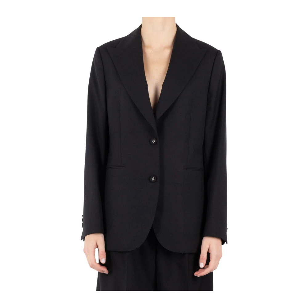 Officine Générale Zwarte wollen jas Black Dames