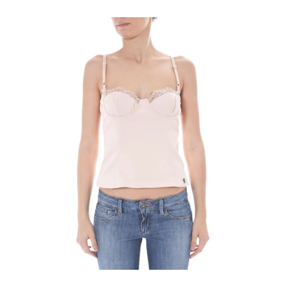 John Galliano Roze kanten top met rits Pink Dames