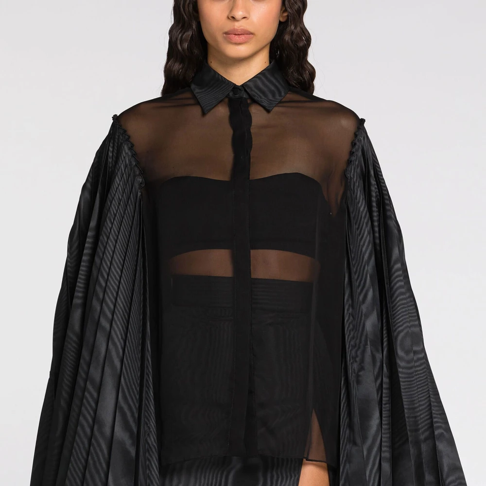Roberto Cavalli Geplooide klokmouw overhemd Black Dames