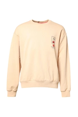 Sweatshirt med körsbärstryck och rund hals