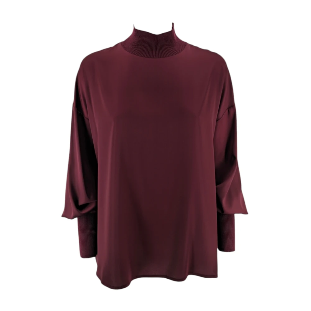 D.Exterior Bordeaux Satijnen Damesoverhemd Red Dames