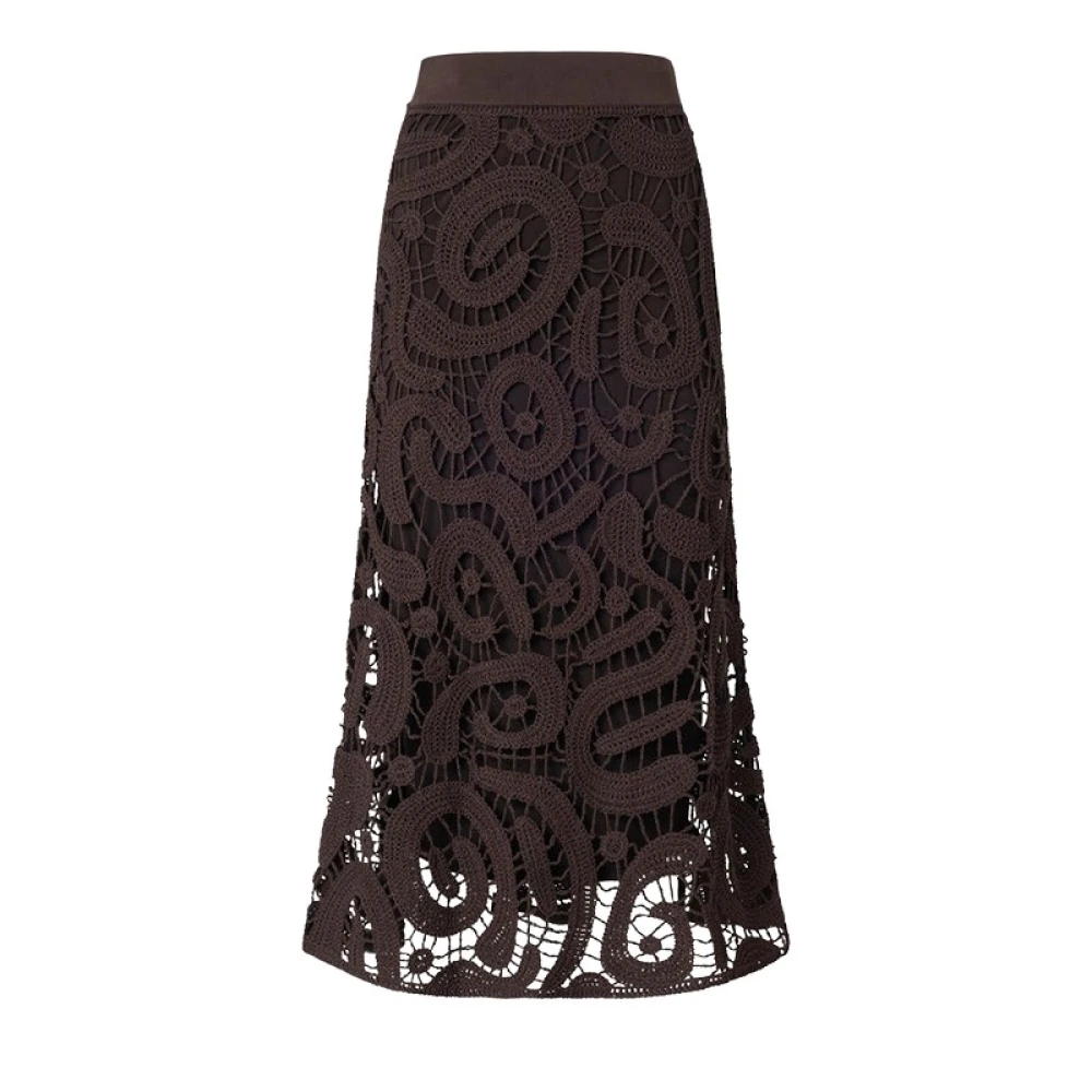 Pinko Women's Brown Maestrale Gonna Crochet Geomet - Midi Skirts - S - Skirts