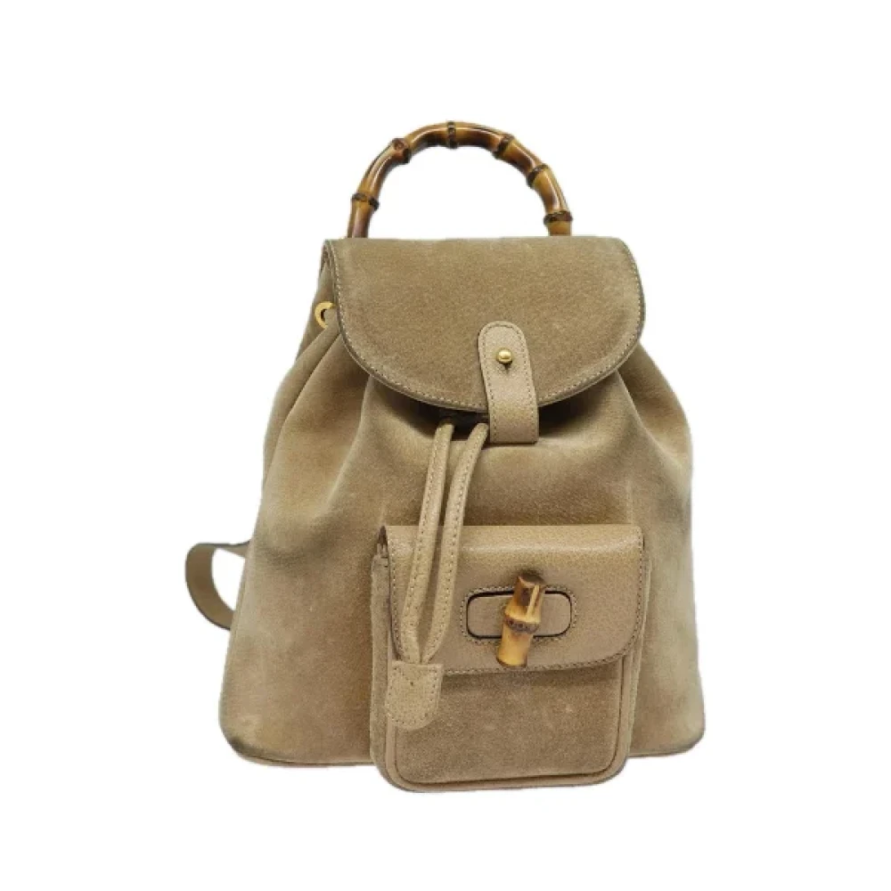 Gucci Vintage Pre-owned Suede backpacks Beige Dames
