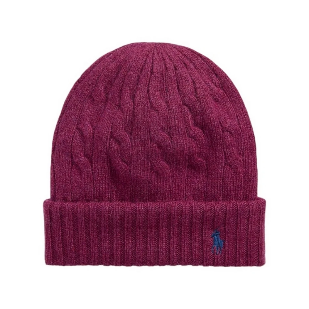 Ralph Lauren Kabelgebreide Wol Kasjmier Baret Red Dames