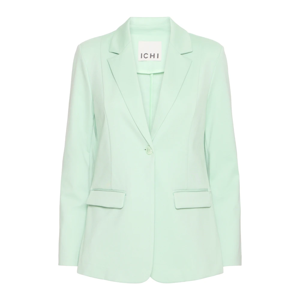 Ichi Groene Blazer Jas Lange Mouw Slim Fit Green Dames
