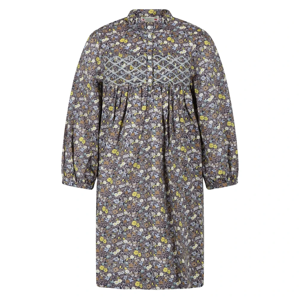 Bonpoint Girls Gray Dresses, 8 Y, Grey Smocked Tamsin Dress For