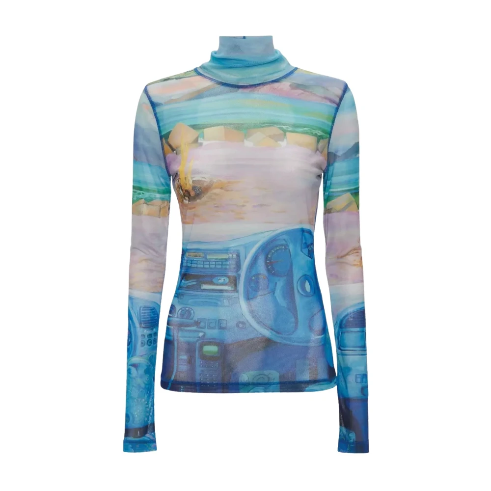 JW Anderson Blauwe Gestreepte Blouse met Lange Mouwen Blue Dames