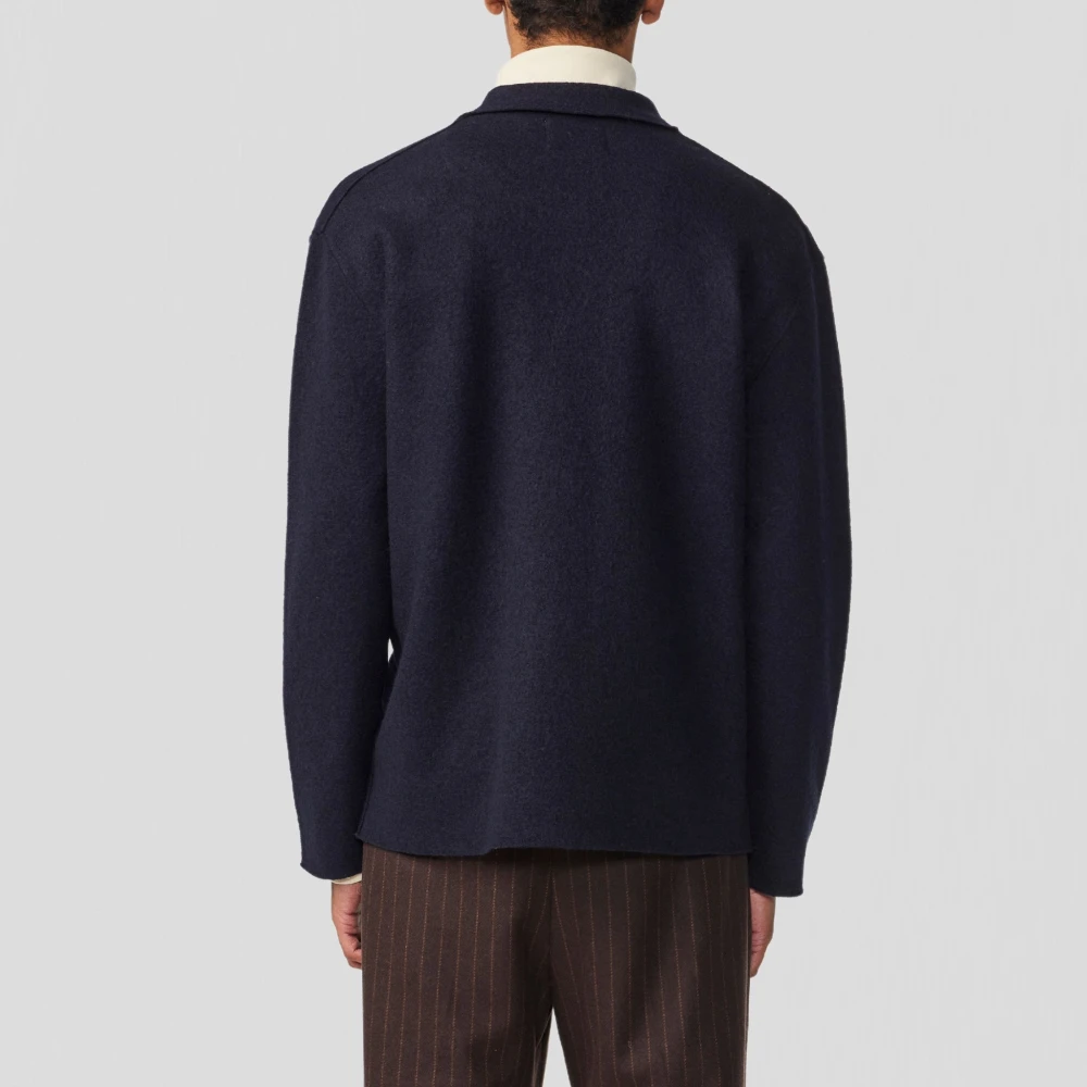 Nn07 Gekookt Merinowol Overshirt Navy Blauw Blue Heren
