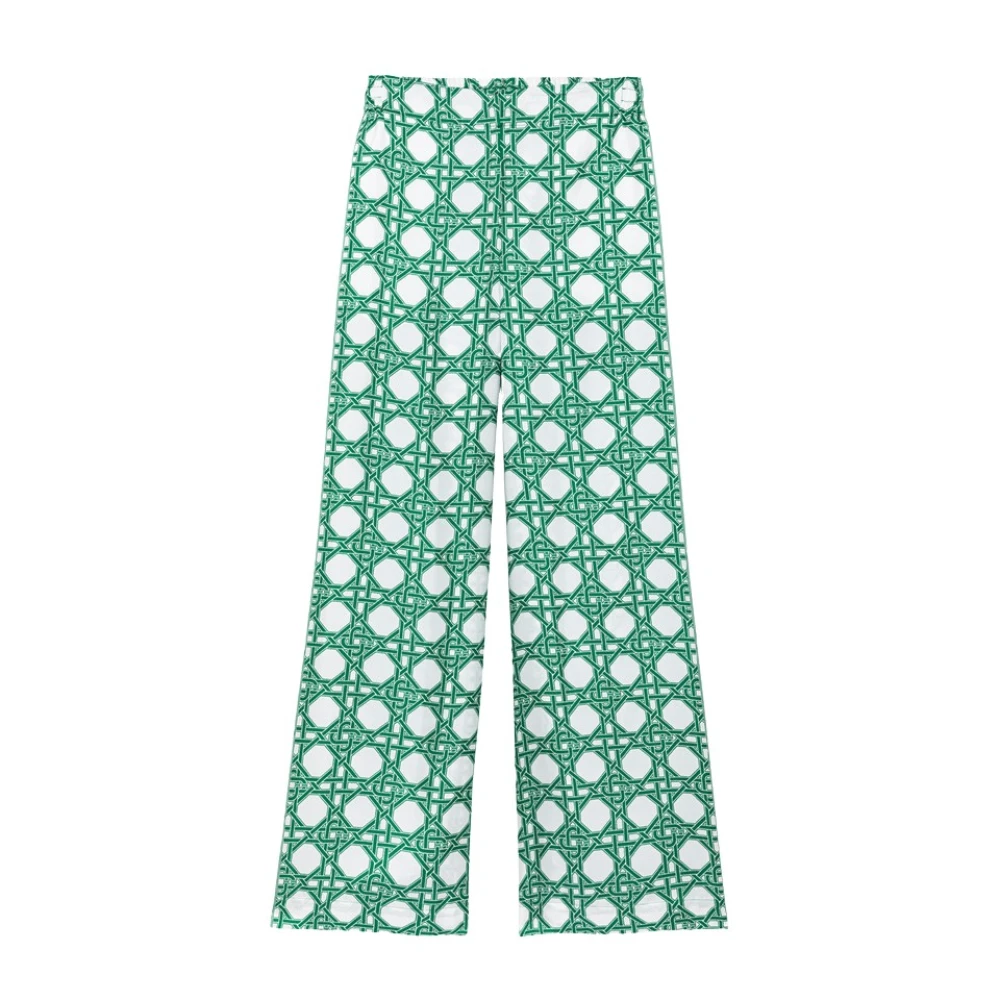 Casablanca Zijden broek met hoge taille en print Green Dames