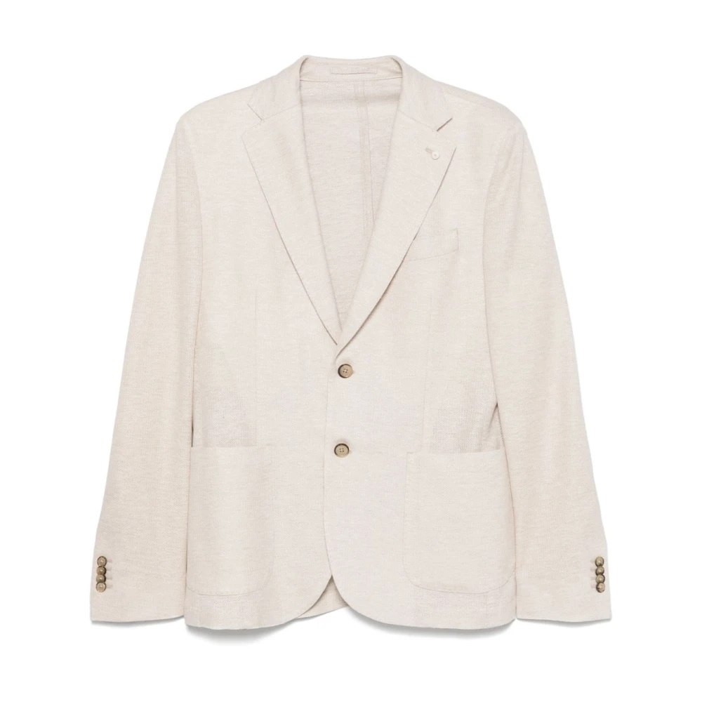 Luigi Bianchi Mantova Beige Jas Knoopsluiting Borstzak Beige Heren