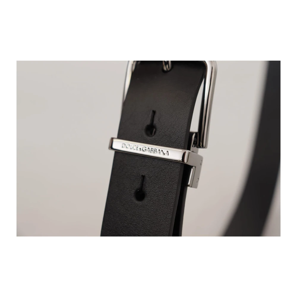 Dolce & Gabbana Zwart Leren Logo Gesp Riem Black Heren