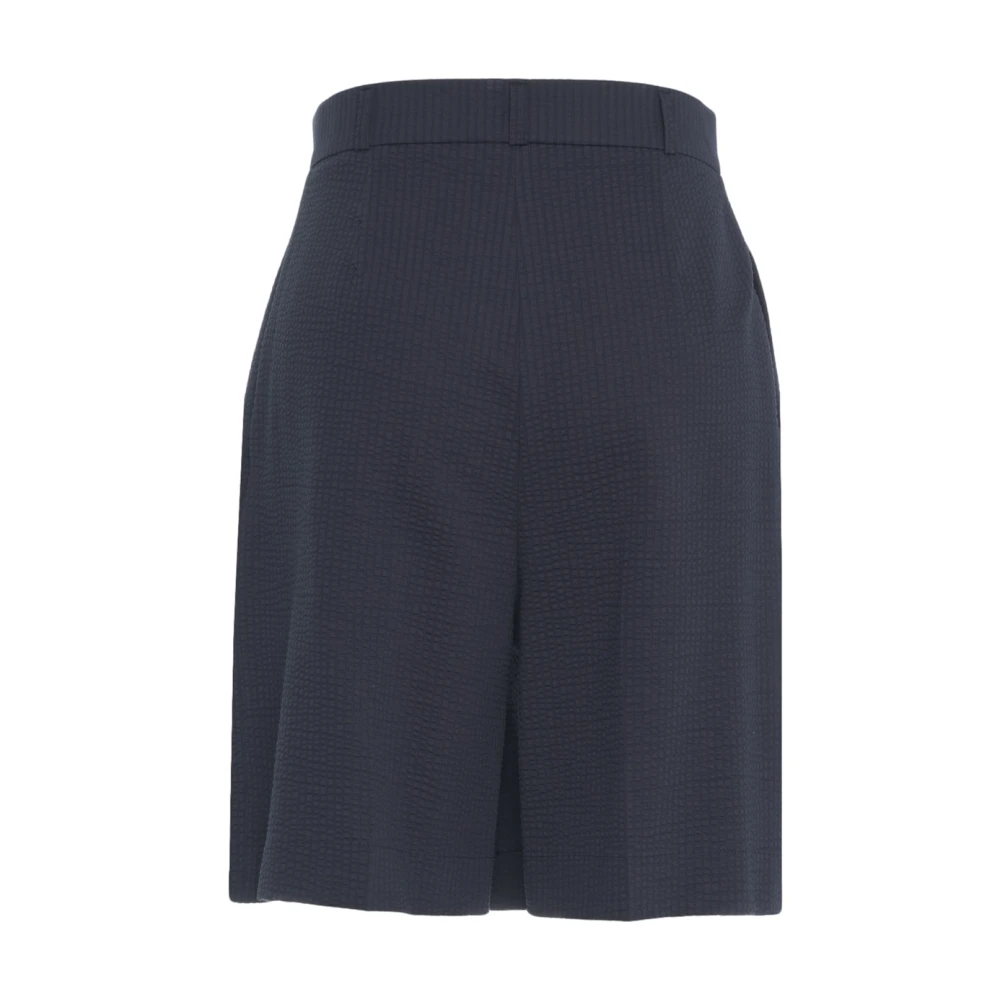 Harris Wharf London Blauwe Geplooide Bermuda Wijde Broek Blue Dames