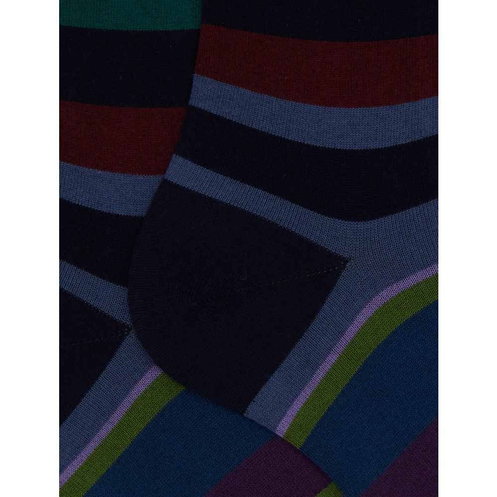 Gallo Korte blauwe katoenen sokken voor heren met veelkleurige strepen Multicolor Heren