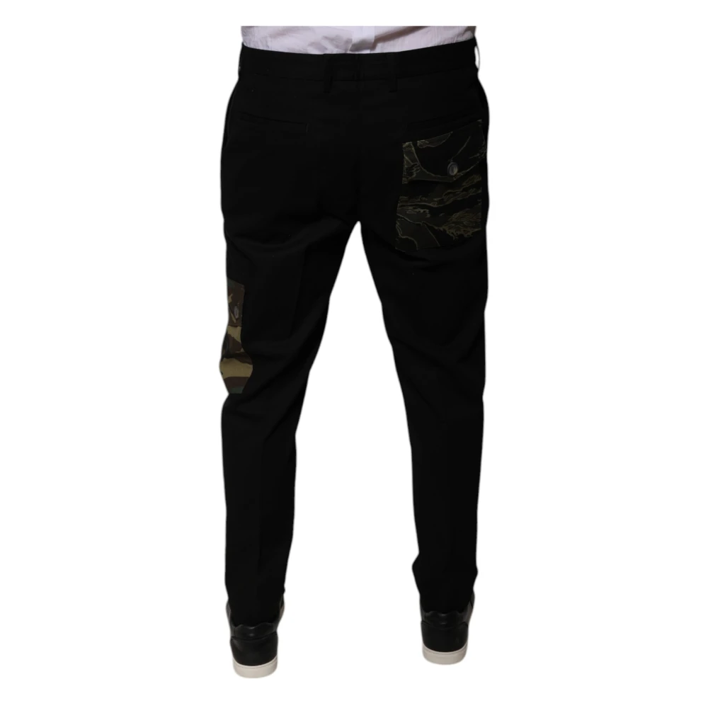Dolce & Gabbana Zwarte Cargo Broek met Print Black Heren