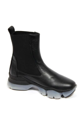 Läder- och tyg sneaker boots