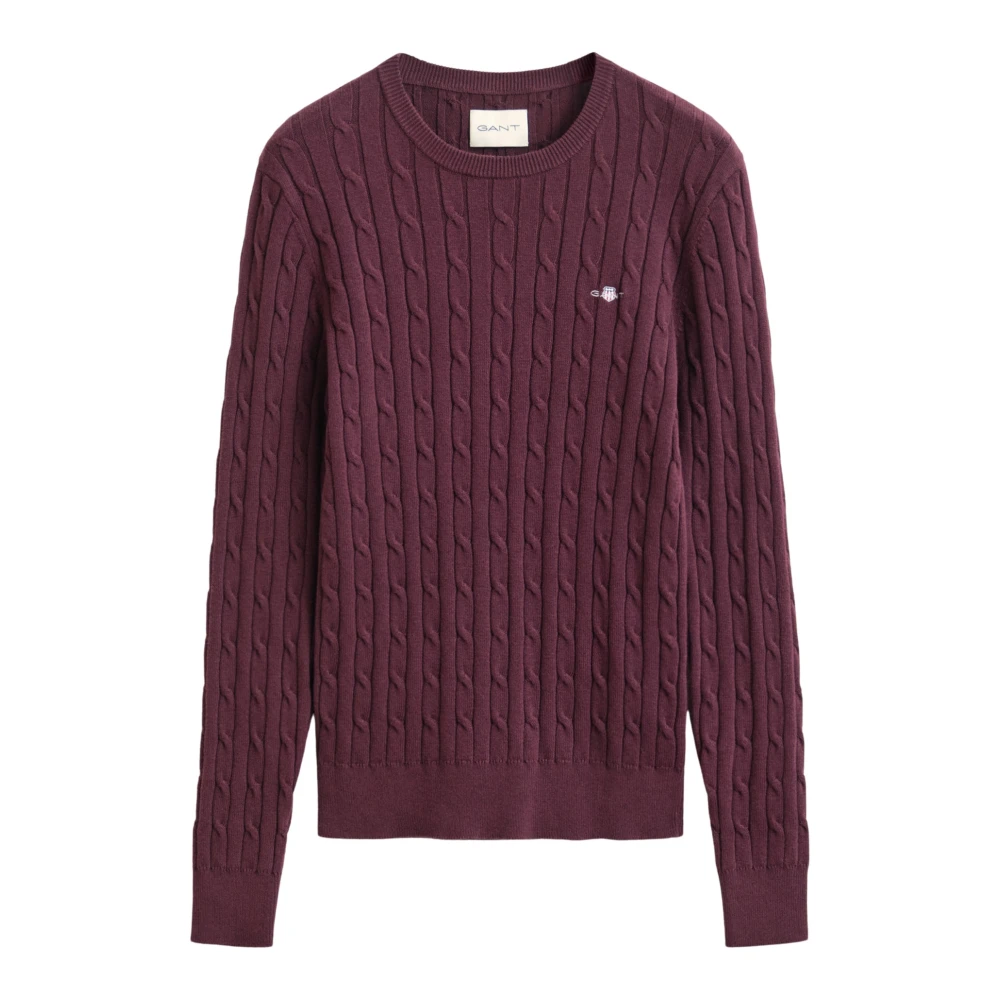 Gant - Stretch Cotton Cable Knit Rundhals-Pullover - Knitwear - Damen - Rot - Xl - Bild 7