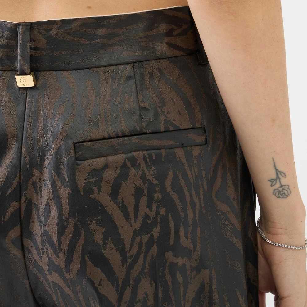 Just Cavalli Wijde broek met tijgerprint Brown Dames