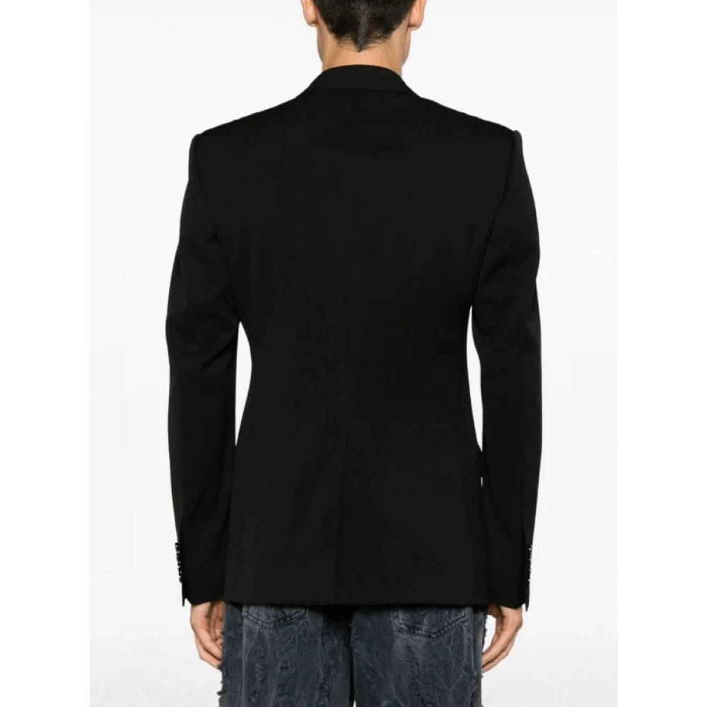 Dolce & Gabbana Zwarte Single-Breasted Blazer met Peak Revers Black Heren
