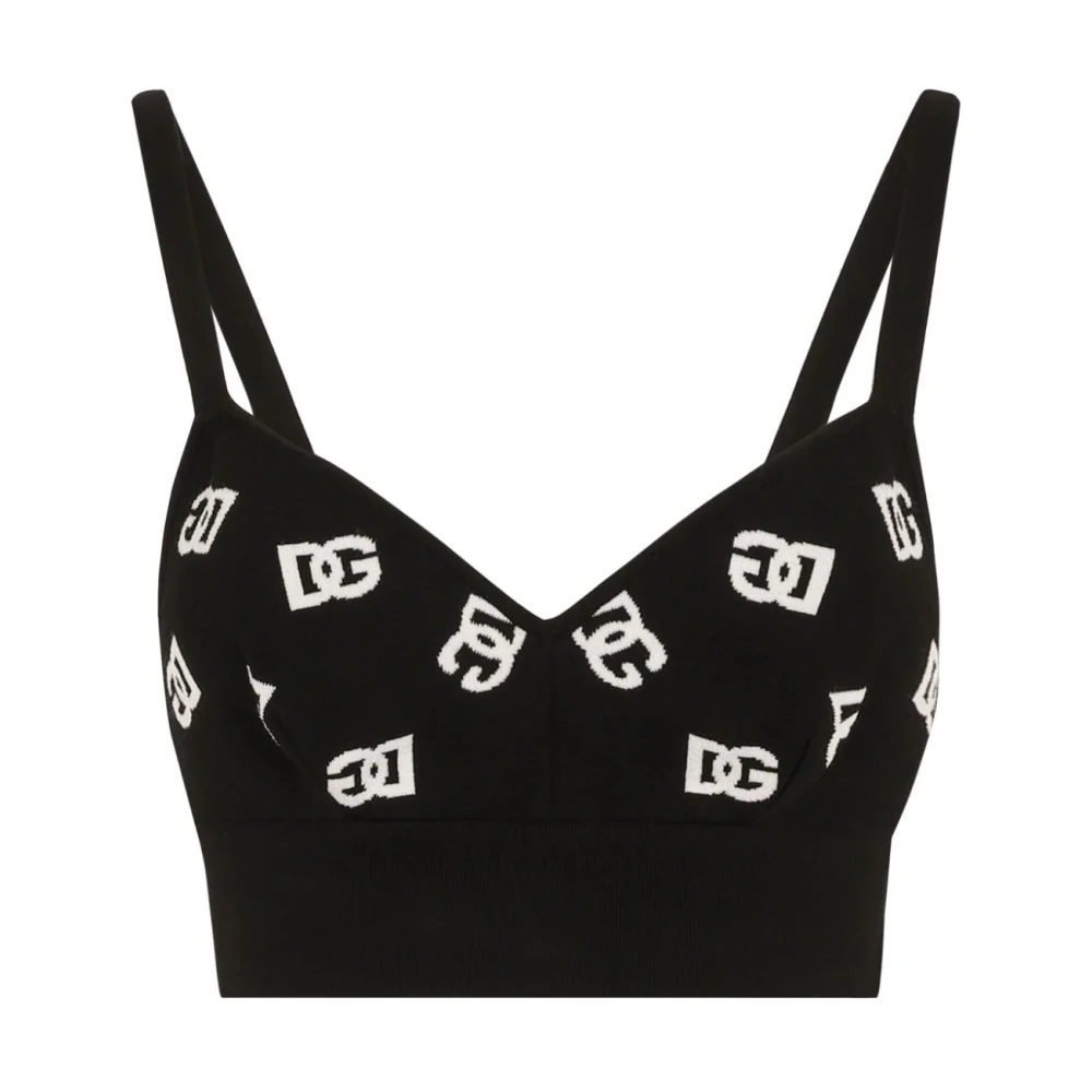 Dolce & Gabbana Geknipte top met monogram Black Dames