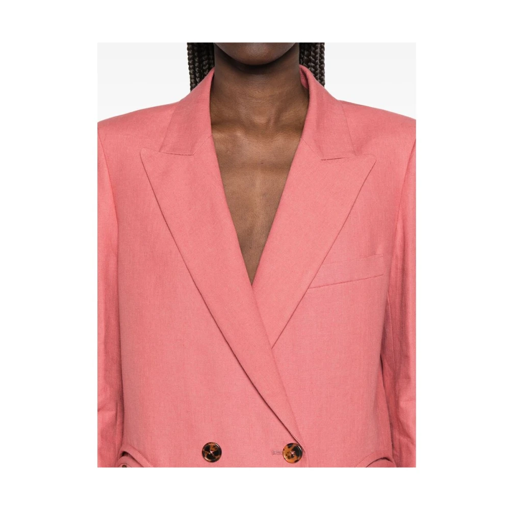 Blazé Milano Roze Double-Breasted Jas met Zakken Pink Dames