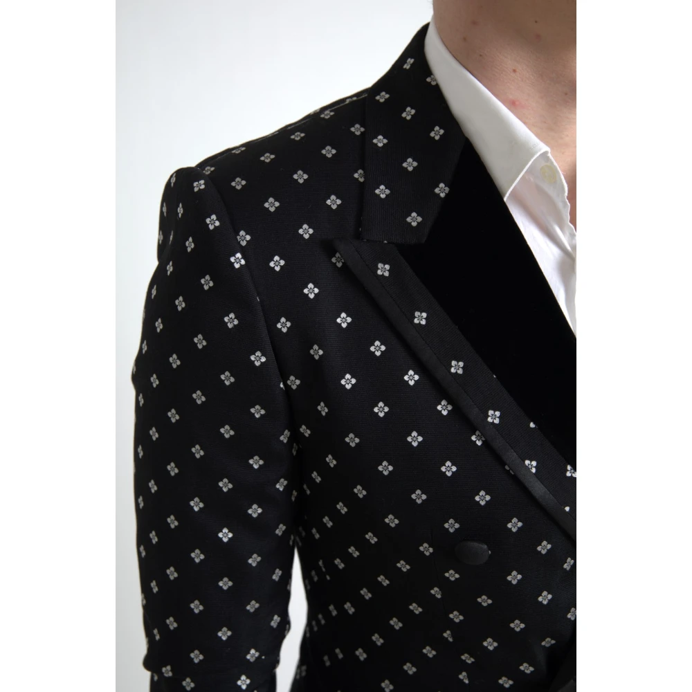 Dolce & Gabbana Geometrisch Patroon Slim Fit Blazer Black Heren