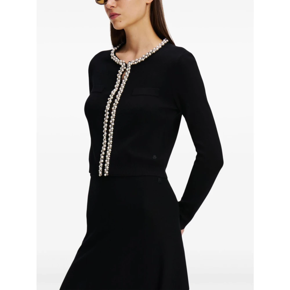 Karl Lagerfeld Zwart Vest MET Kralendetail Black Dames