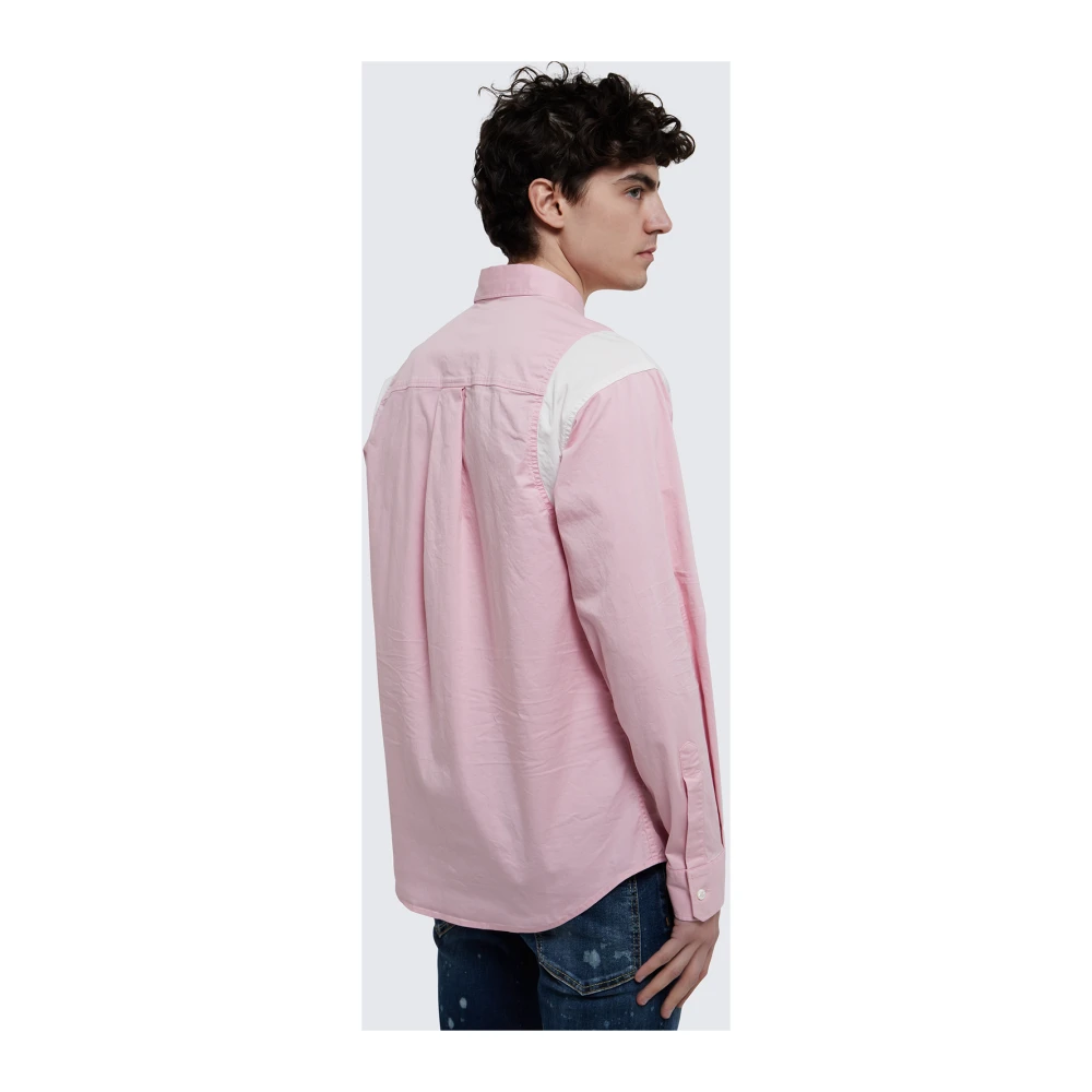 Dsquared2 Varsity Katoenen Overhemd met Contrast Inzetstukken Pink Heren