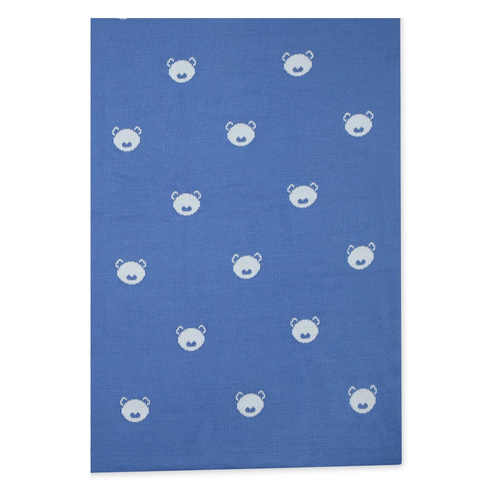 Little Bear Blauw Katoenen Deken met Berenpatroon Blue Unisex