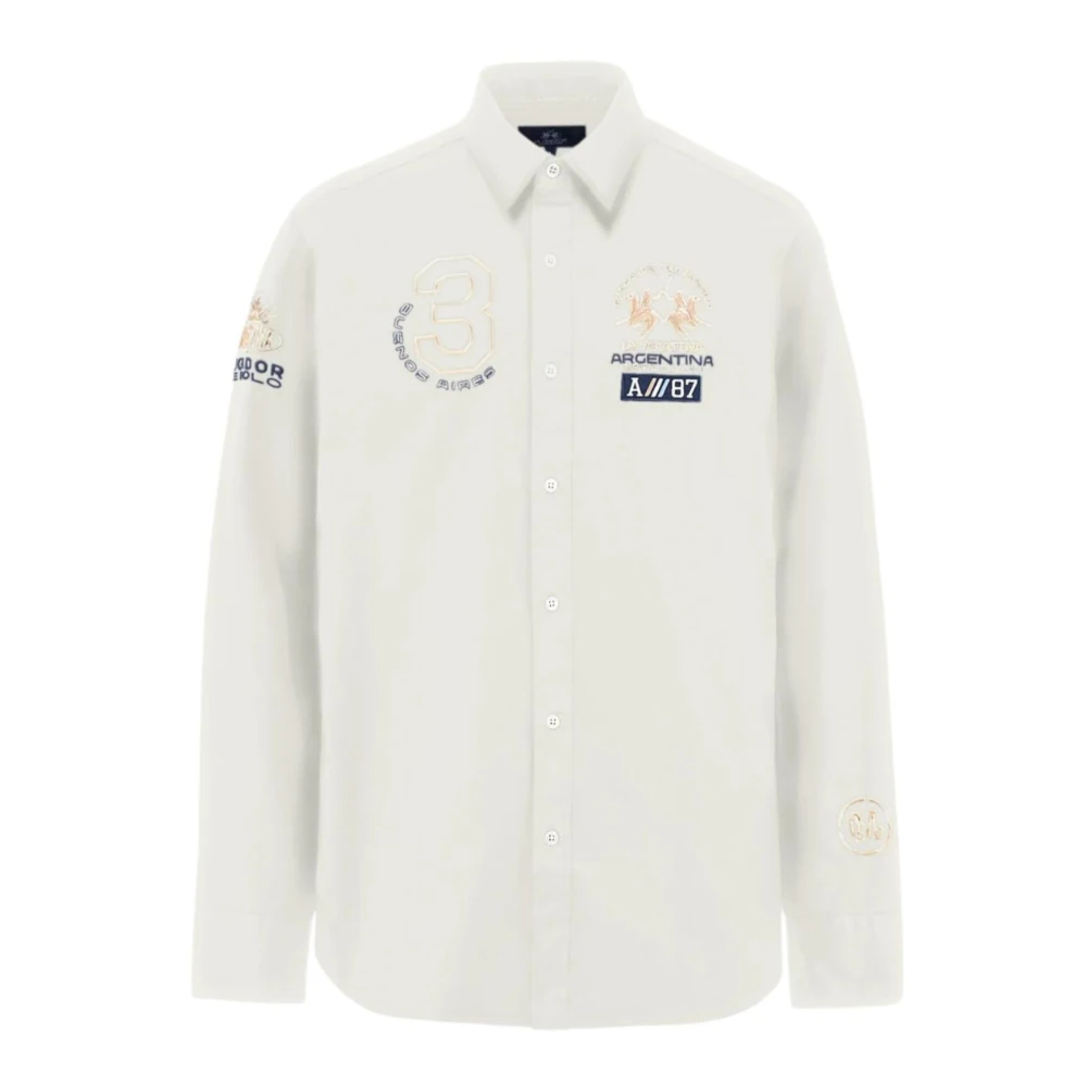 LA MARTINA Wit Katoenen Overhemd met Logo voor en achter White Heren