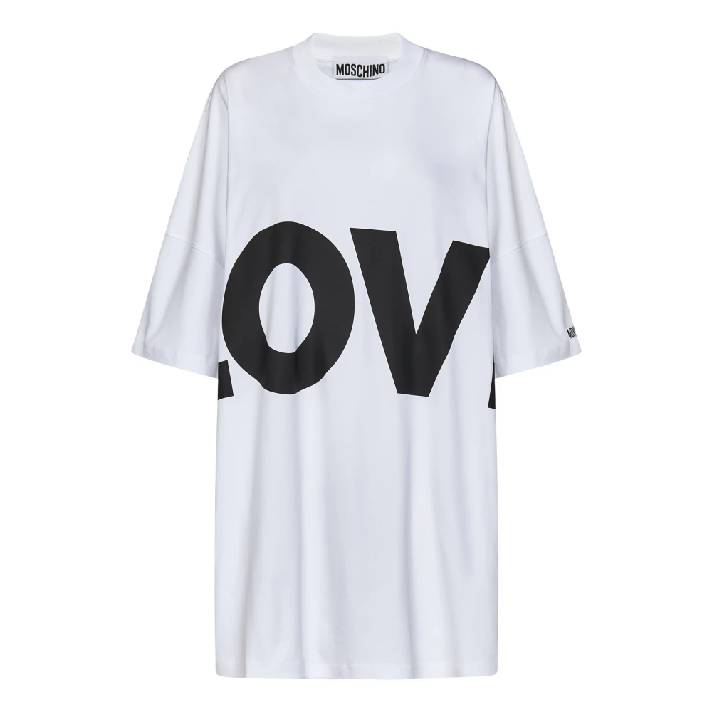 Moschino Witte Love Print T-shirt Jurk White Dames