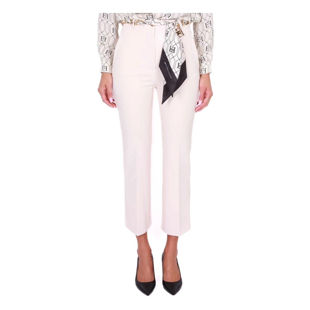 Elisabetta Franchi Smalle Sigarettenbroek met Riem Beige Dames