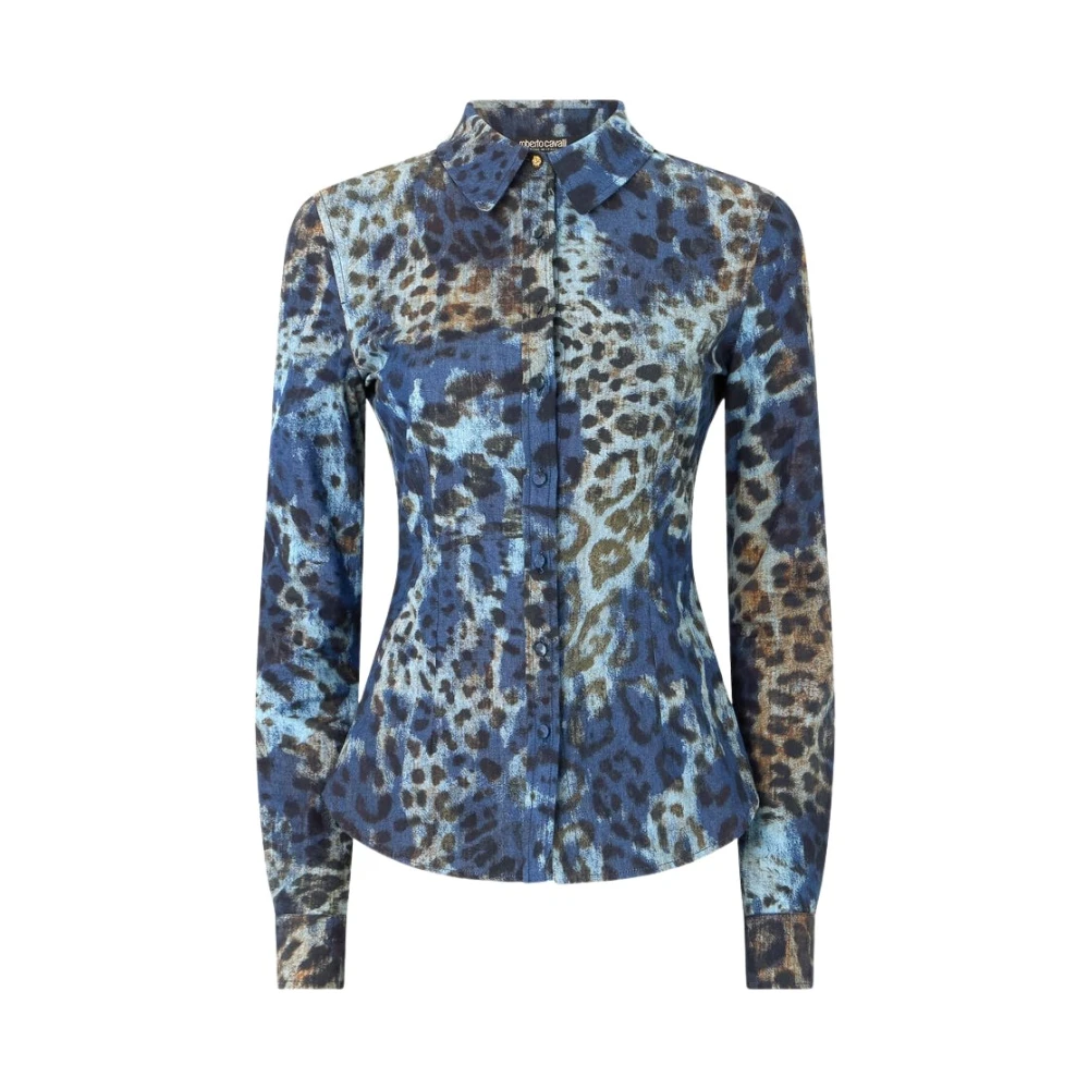 Roberto Cavalli Donna Multicolor - Camicia In Cotone Con Stampa Pelle Di Giaguaro - Blouses & Shirts - E - S