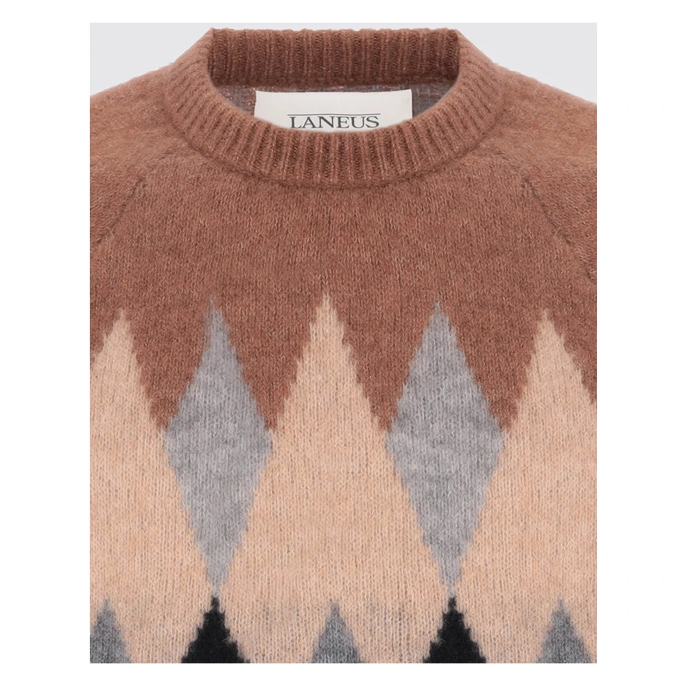 Laneus Argyle Cashmere en Zijden Crewneck Multicolor Heren