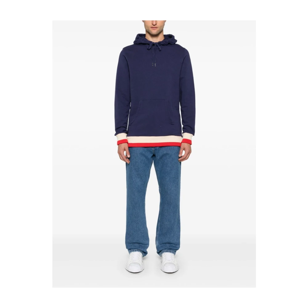 Golden Goose Blauw Logo Sweatshirt met Geribbelde Details Blue Heren