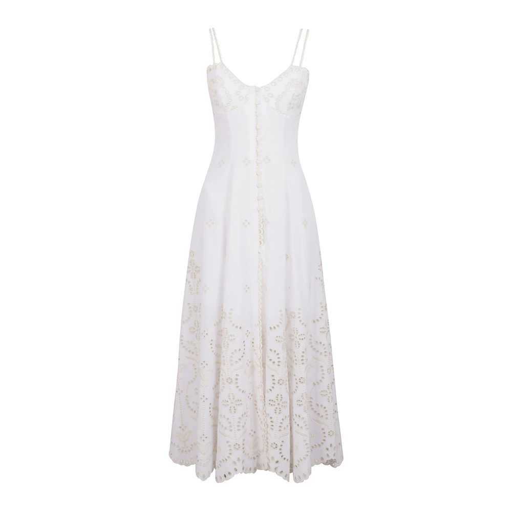 Charo Ruiz Ibiza Ivoor Linnen Katoenmix Jurk White Dames